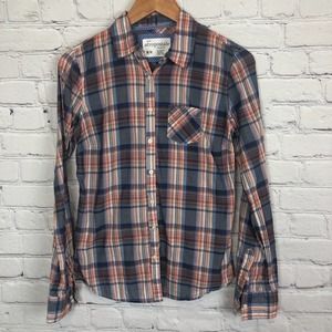 Aeropostale Top Button Front Lightweight Plaid Med